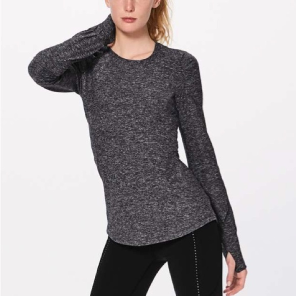 Lululemon Woman's Gray Extra Mile Long Sleeve Reflective Top Sz 10
